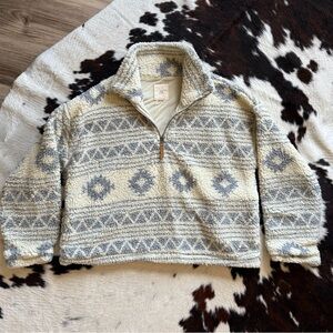 Aztec Quarter Zip-Up Sherpa Sweater